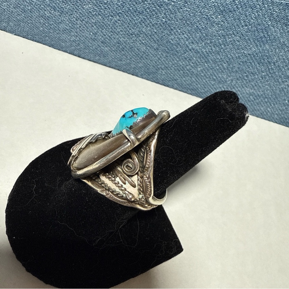 Native American Vintage sterling silver Ring with Turquoise Coral Rare Artistry - Picture 2 of 6